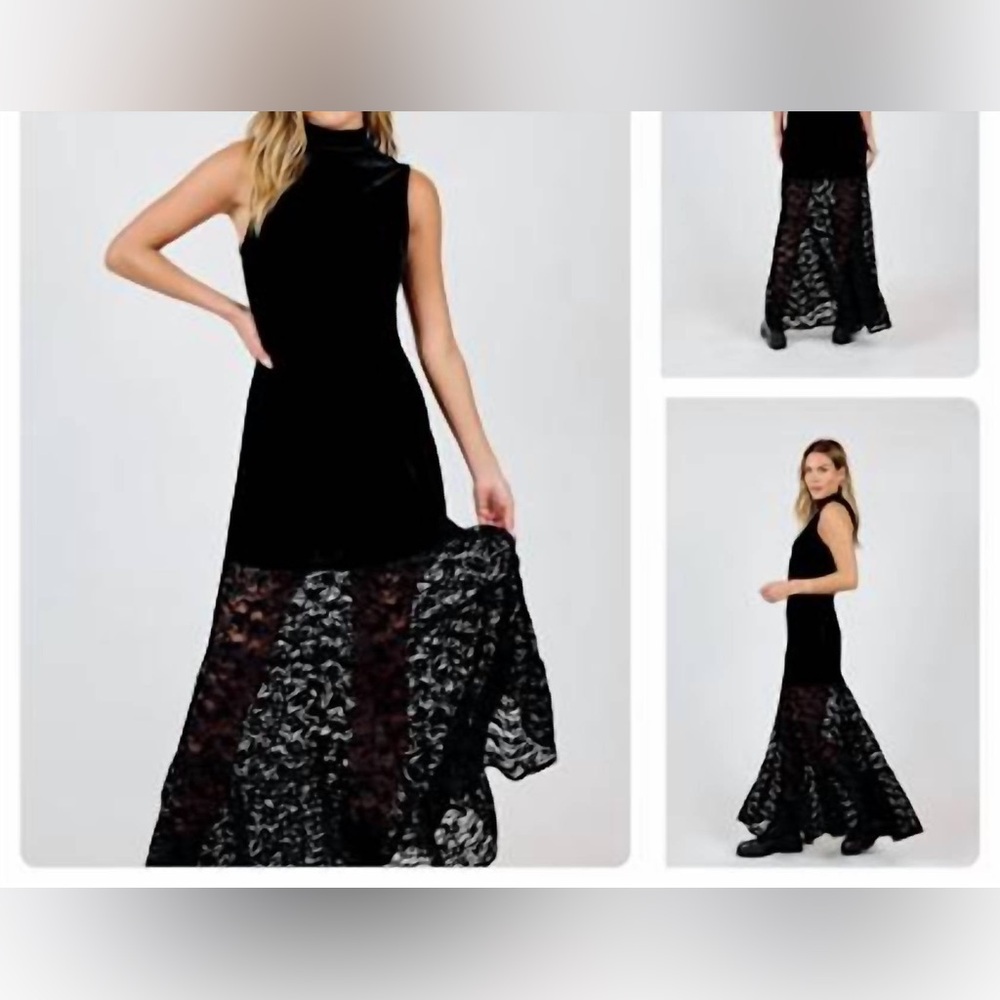 Sadie & Sage Black Maxi Dress with Lace Detail
